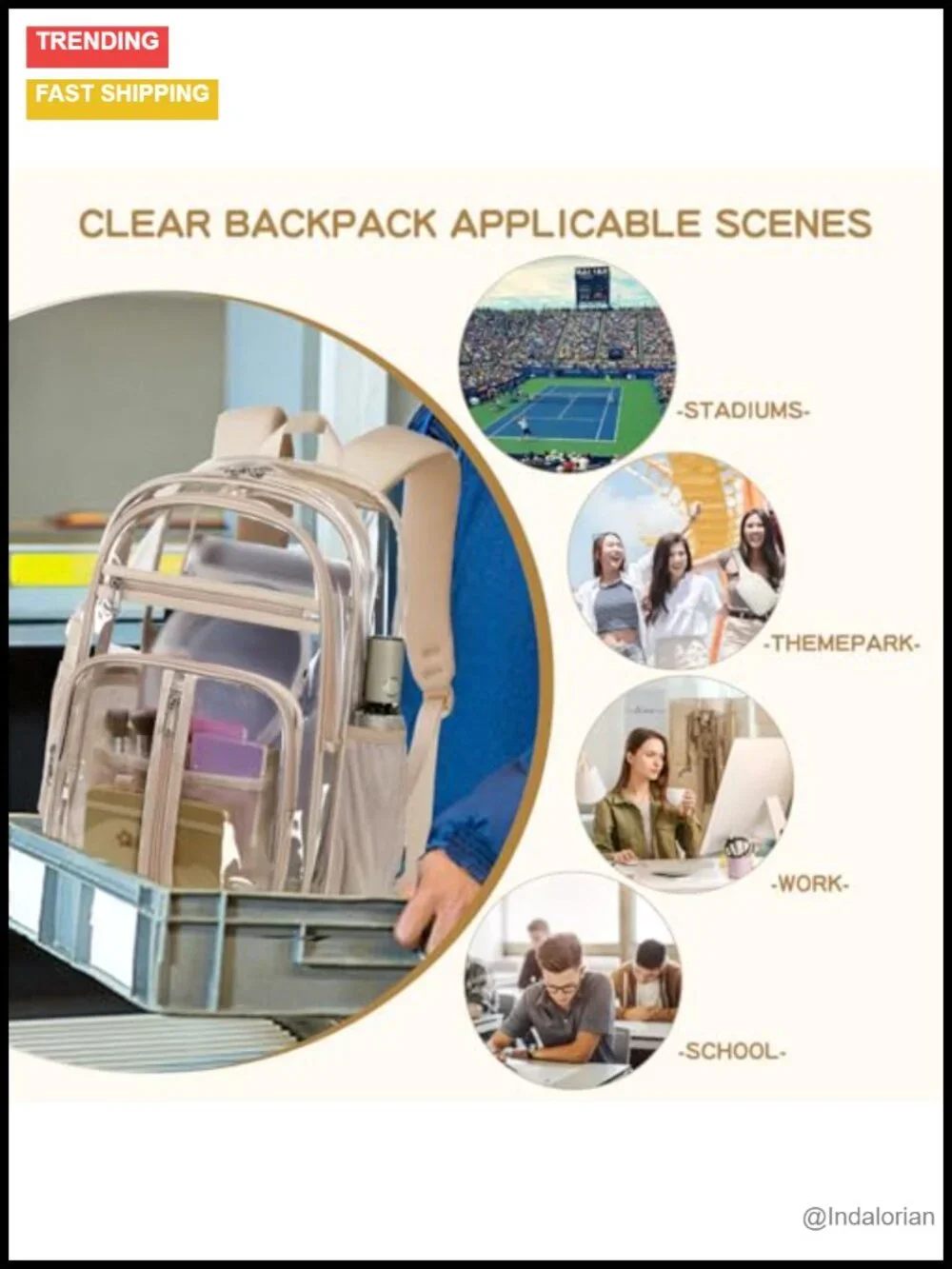 XL Clear TPU Backpack Heavy Duty for Stadiums School Travel Security Check